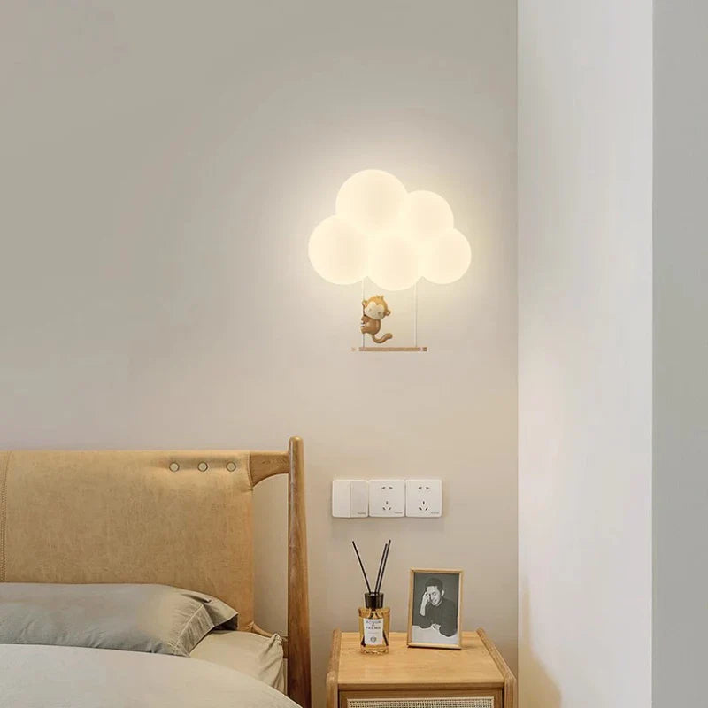 Minimalist LED Wall Appliques - Monkey, Rabbit, Cloud for Kids