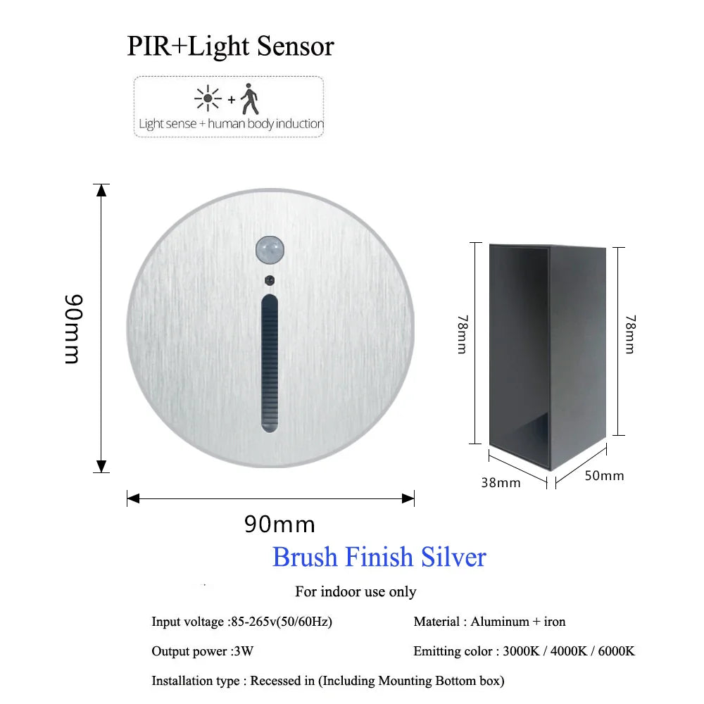 Aluminum Wall Sconce with PIR Sensor and Integrated Night Light