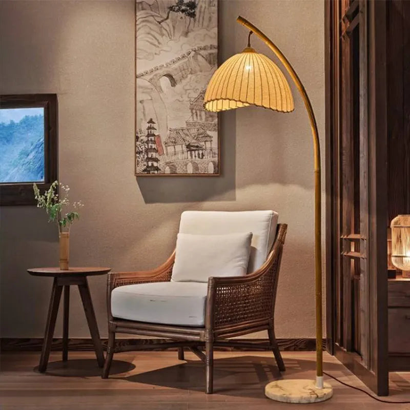 Wabi Sabi LED Floor Lamp - Nordic Bamboo & Metal Design