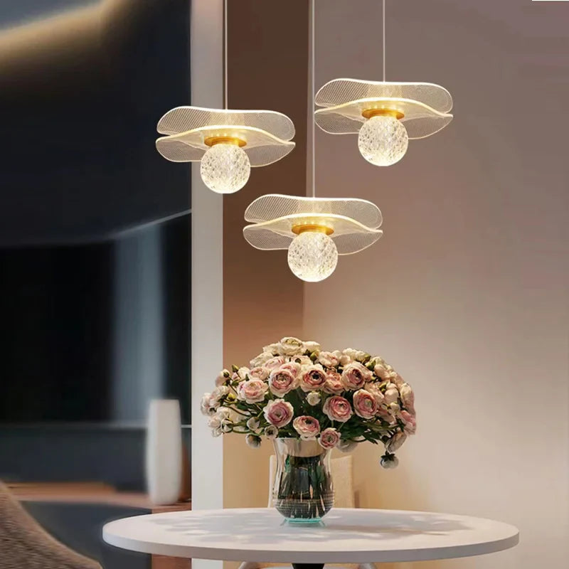 Custom LED Crystal Lotus Leaf Pendant Light