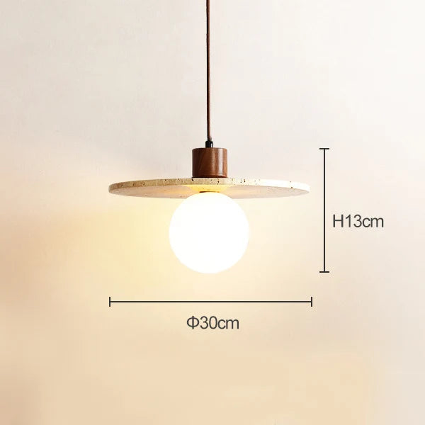 Japanese Style Yellow Travertine Stone Pendant Light