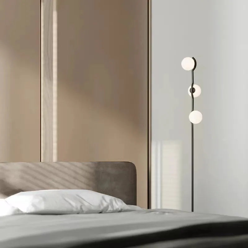 Modern Nordic Design Three-Head White Glass Floor Lamp