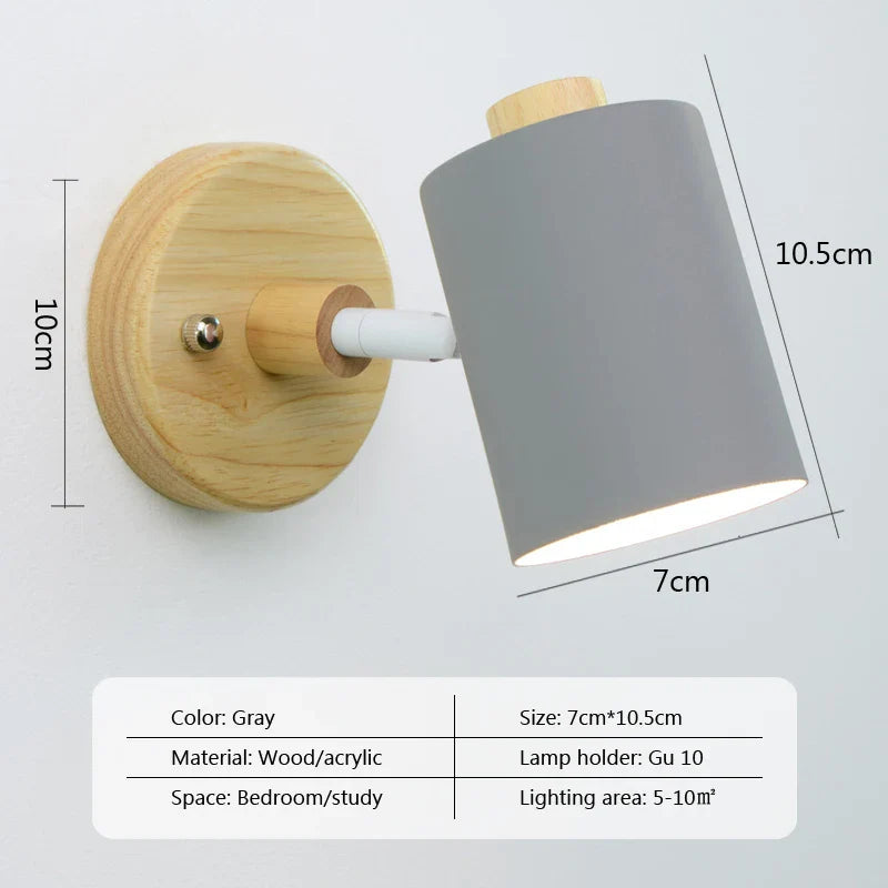 Nordic Wall Sconce Nightstand Lamp with Switch EU/UL Plug Gu10 Modern Bedroom Decor