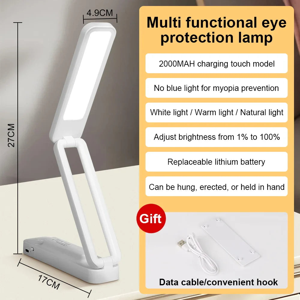 Foldable Touch Desk Lamp with Remote Control and Adjustable Brightness