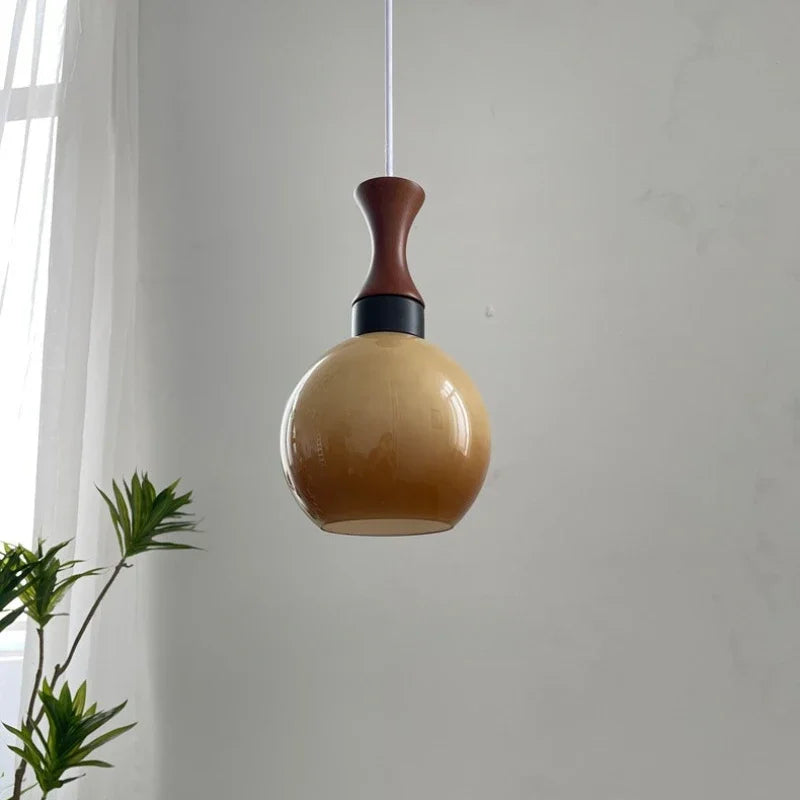 Retro Japanese Medieval Bauhaus Glass Pendant Light for Living Room, Bedroom, Office, Bar