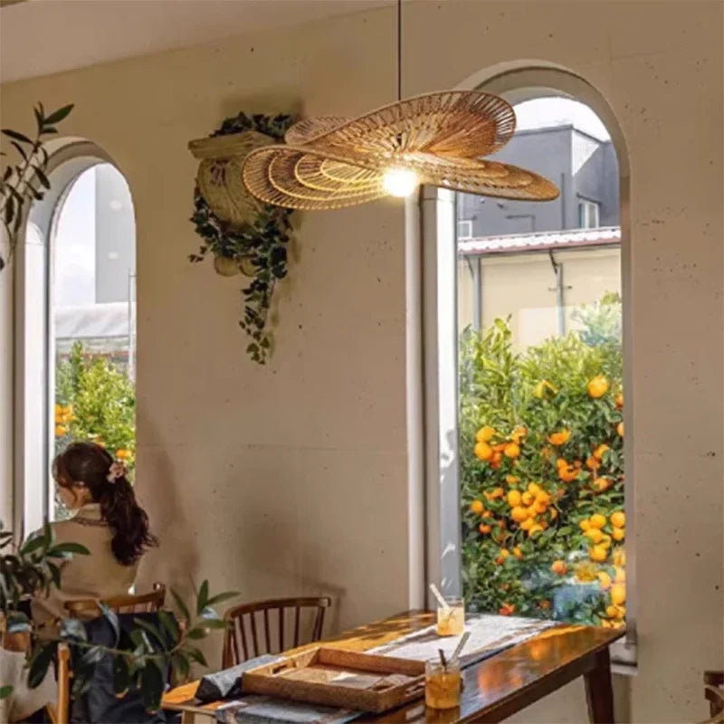 Handmade Woven Rattan Wabi-Sabi Pendant Lights for Home, Restaurant, and Creative Spaces