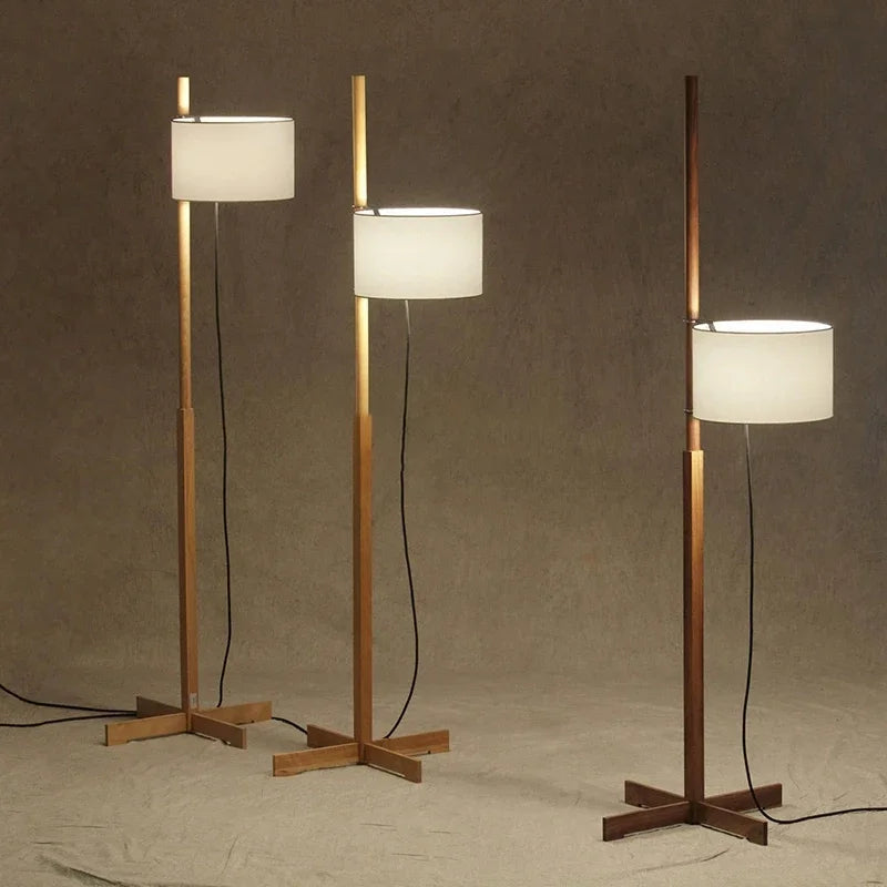 Wabi Sabi Nordic Floor Lamp - Solid Wood & Fabric Shade