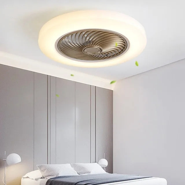 Minimalist Ceiling Fan with Dimmable Remote Control and LED Light