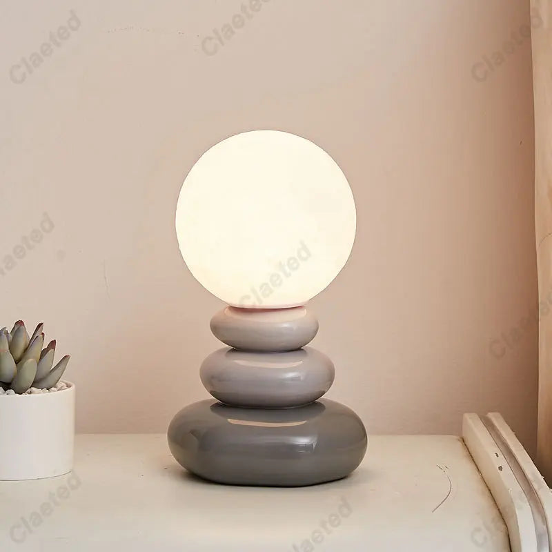 Creative Nordic Stack Stone Table Lamp for Cozy Ambiance