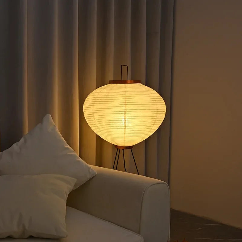 Japanese Rice Paper Floor Lamp with Tripod Stand