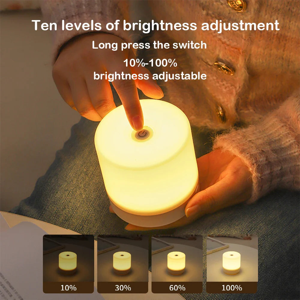 USB Touch Control Bedside Lamp with Dimmable Reading Light