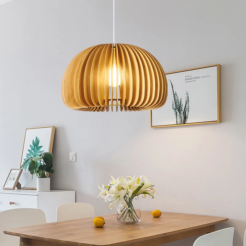 Nordic Natural Wood Pumpkin Pendant Light