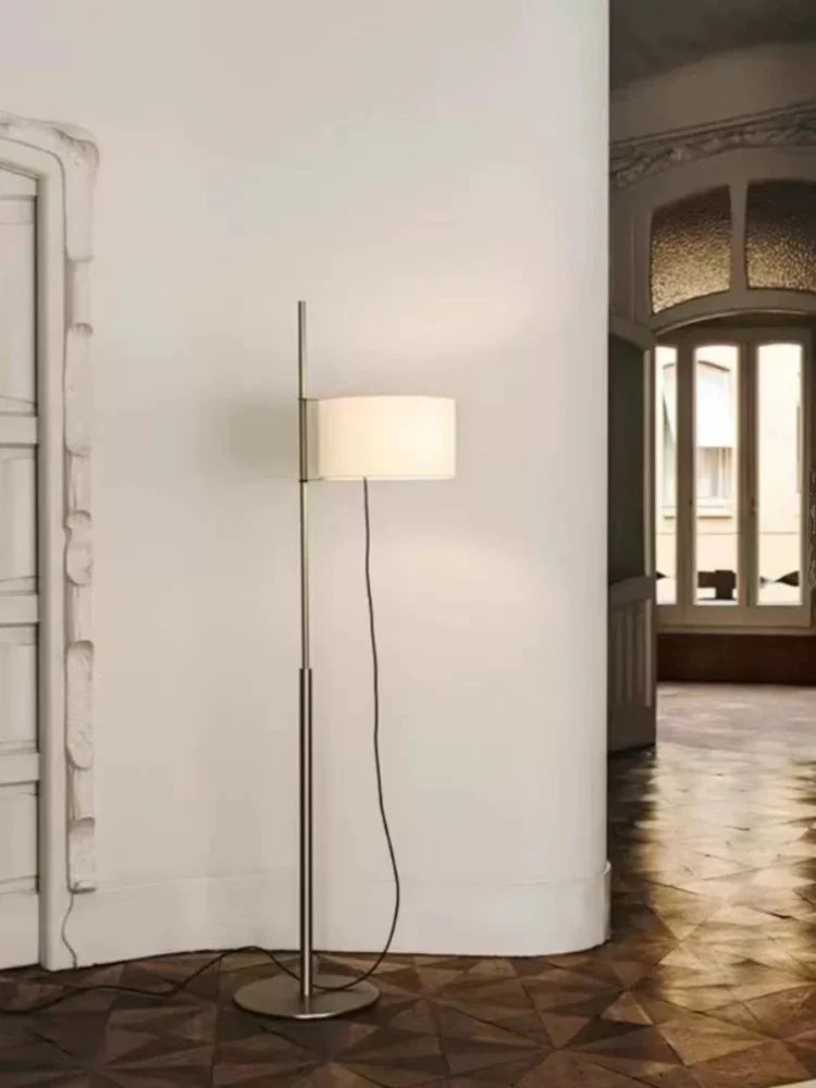 Modern Minimalist Floor Lamp with Retro Fabric Shade