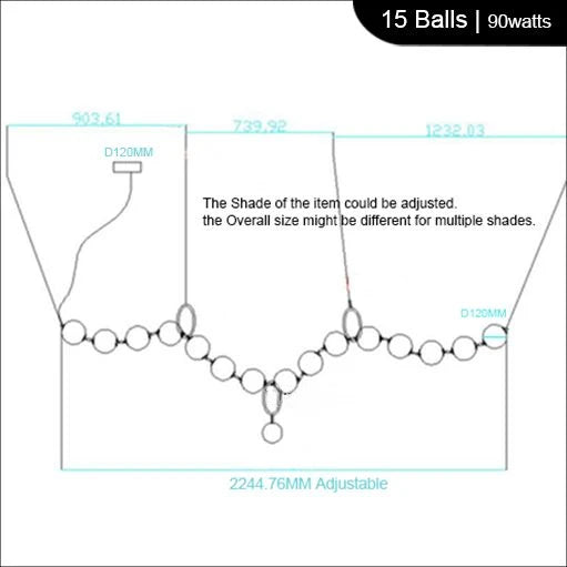 Italian Designer CC 10 LED Glass Ball Pendant Light