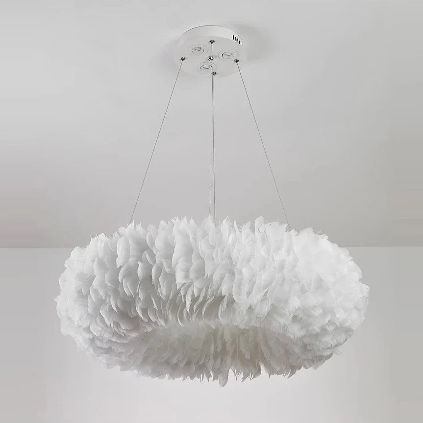 Nordic LED Pendant Light with Feather Suspension