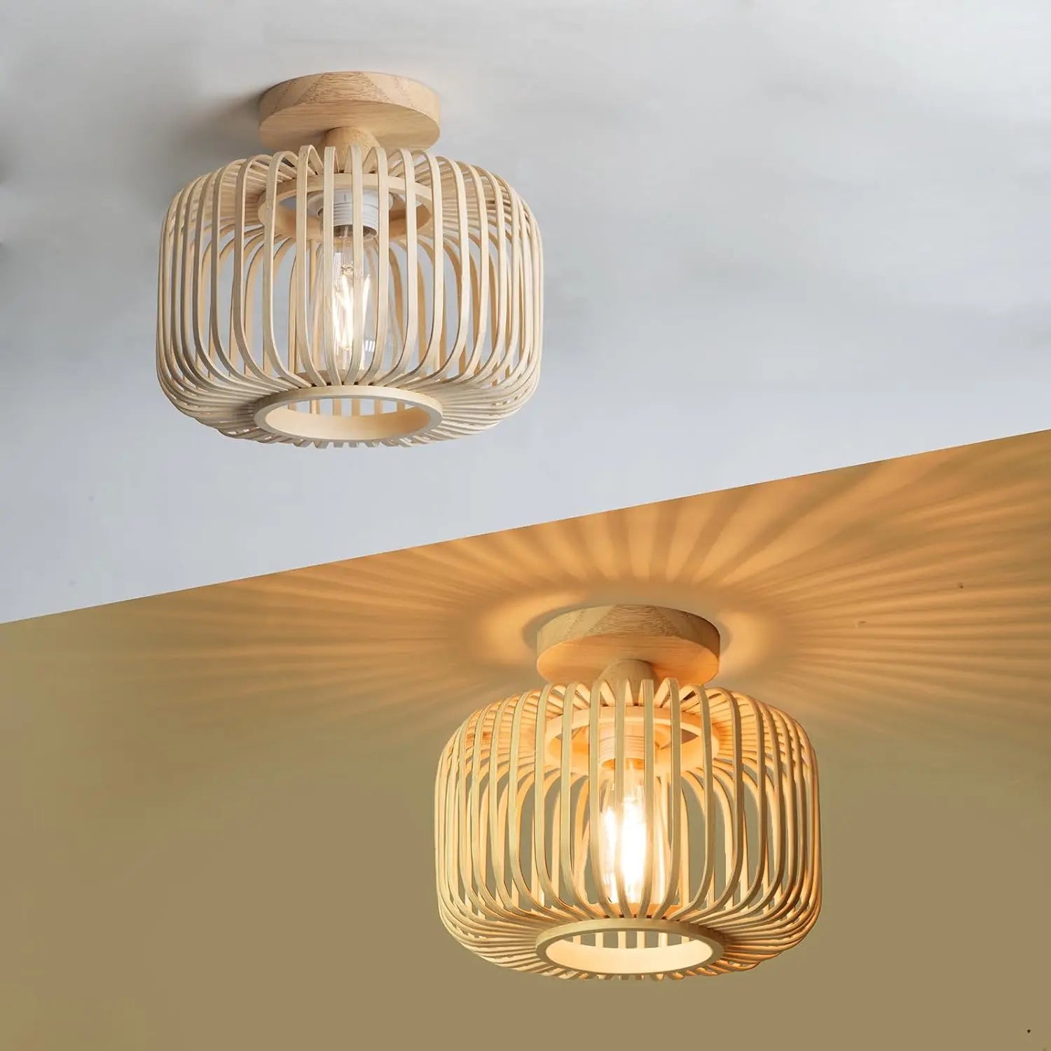 Handwoven Bamboo Ceiling Light for Creative Decor