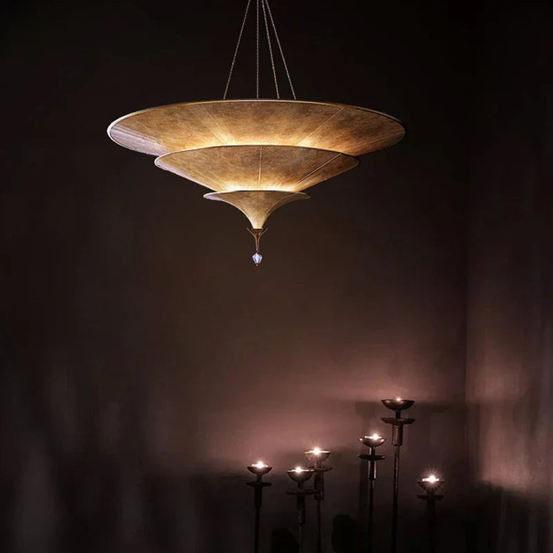 Modern Cone Pendant Light with Sheepskin Shade