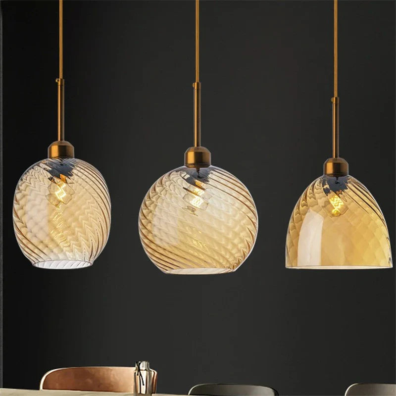 Modern Water Grain Glass LED Pendant Light for Home Decor