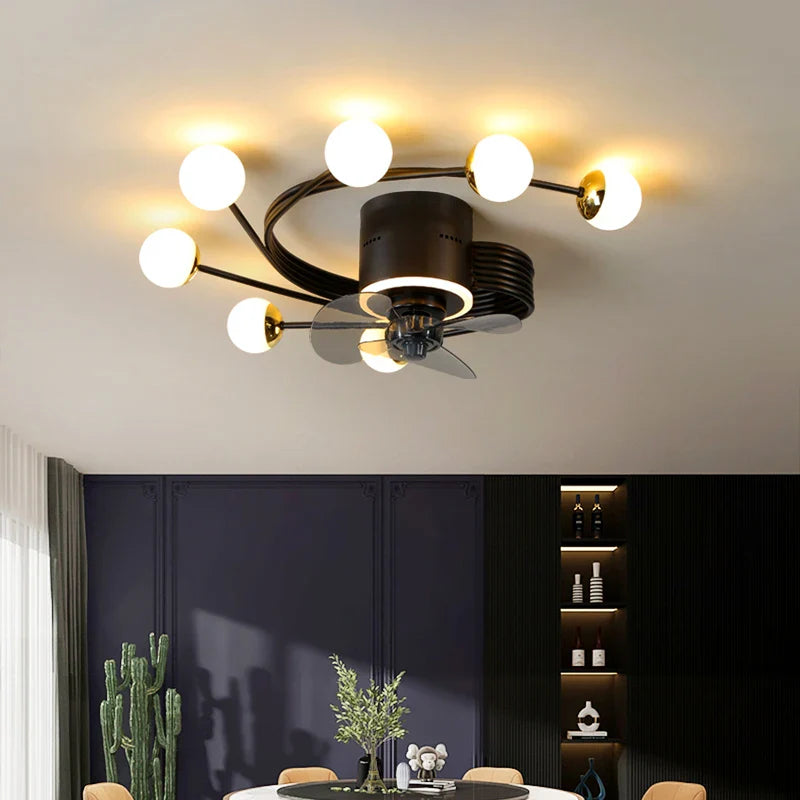 Industrial Ceiling Fan with LED Glass Light