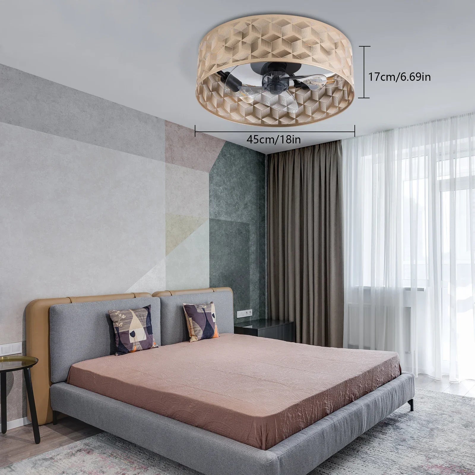 Recessed Ceiling Fan with Light and Remote Control