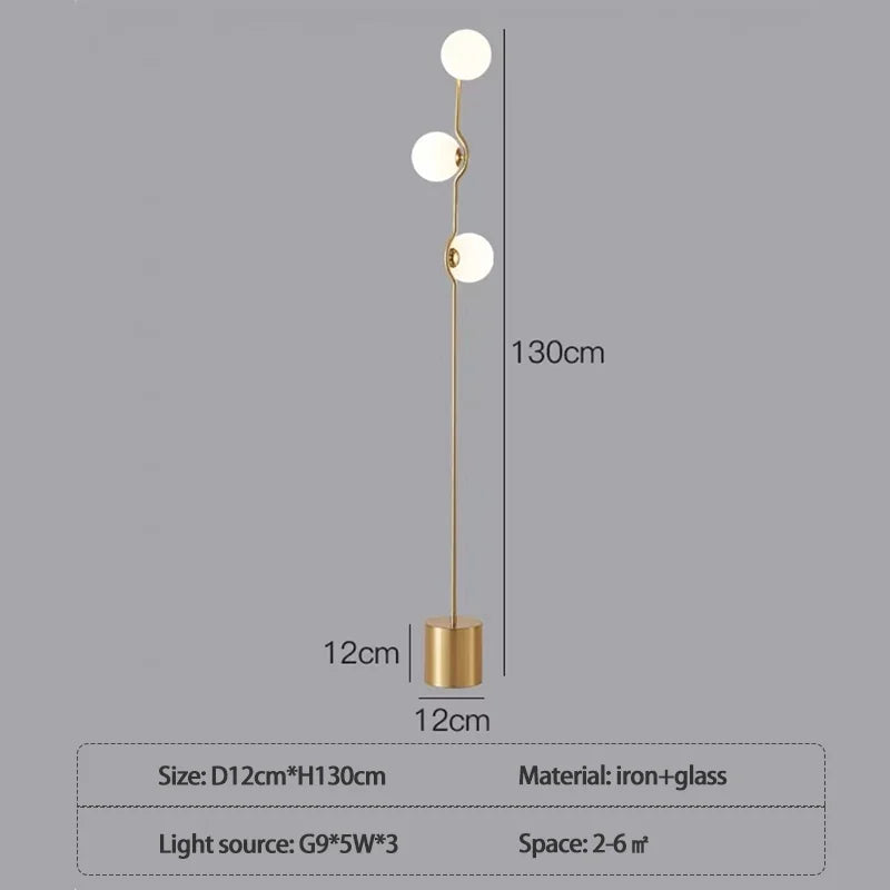 Modern Nordic Design Three-Head White Glass Floor Lamp