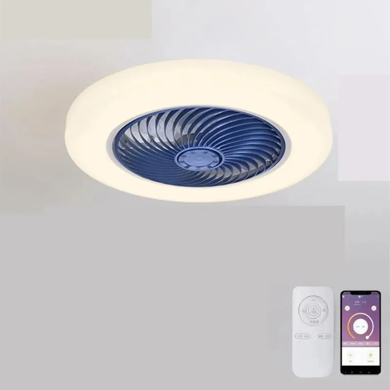 Minimalist Ceiling Fan with Dimmable Remote Control and LED Light