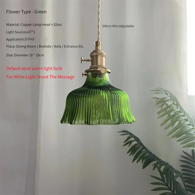 Scandinavian Green Glass Pendant Light