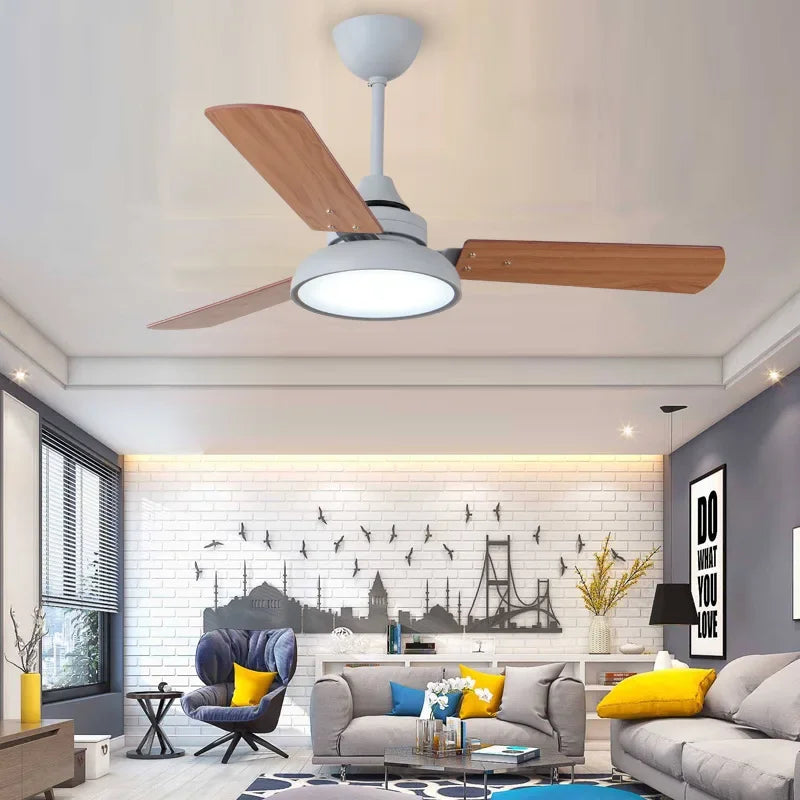 Modern Ceiling Fan with Remote Control and Integrated Lighting