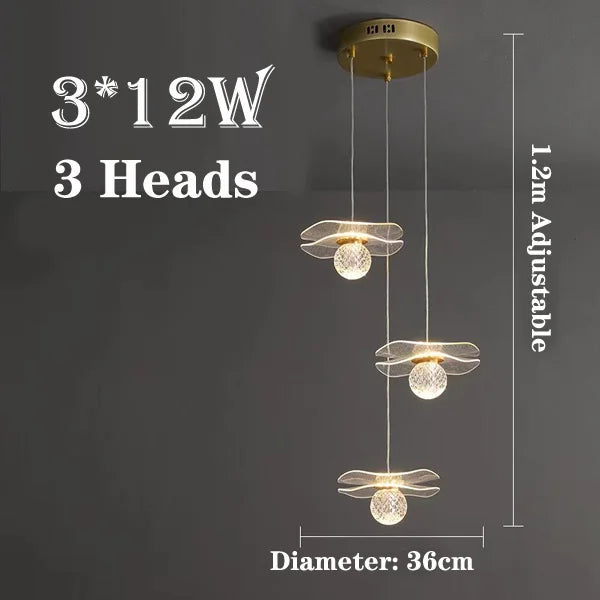 Custom LED Crystal Lotus Leaf Pendant Light