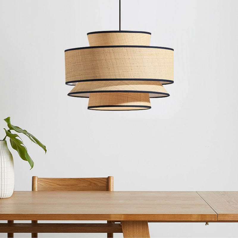 Modern Multi-Shade Rattan Pendant Light Bria