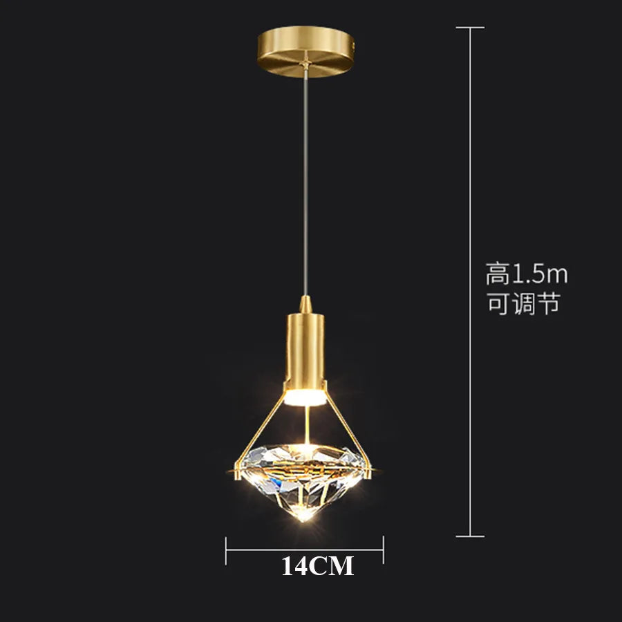 Thrisdar K9 Crystal Modern LED Pendant Light for Bedroom & Kitchen