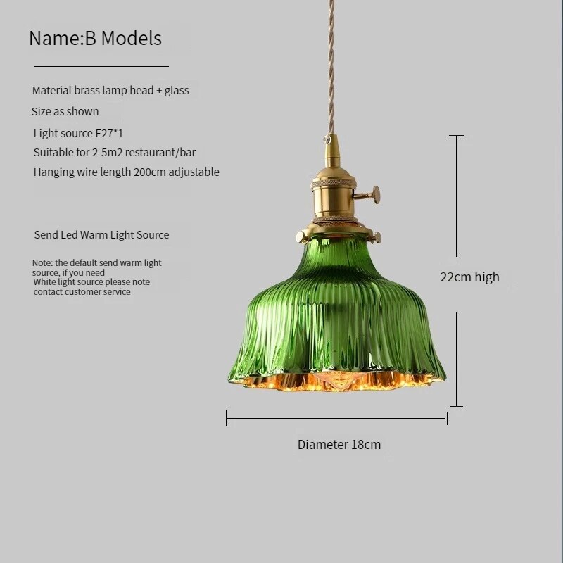 Scandinavian Green Glass Pendant Light