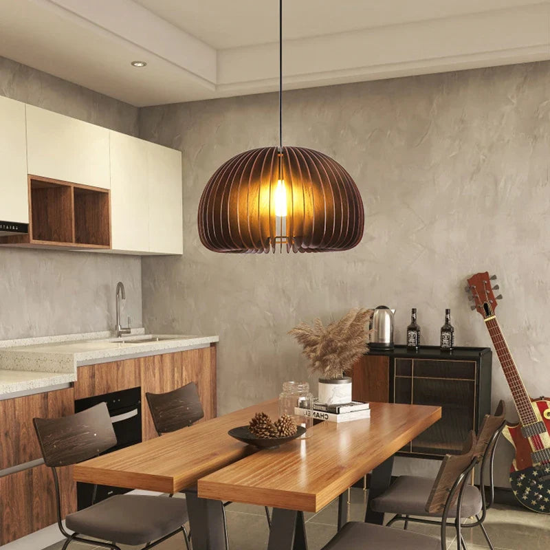 Nordic Natural Wood Pumpkin Pendant Light