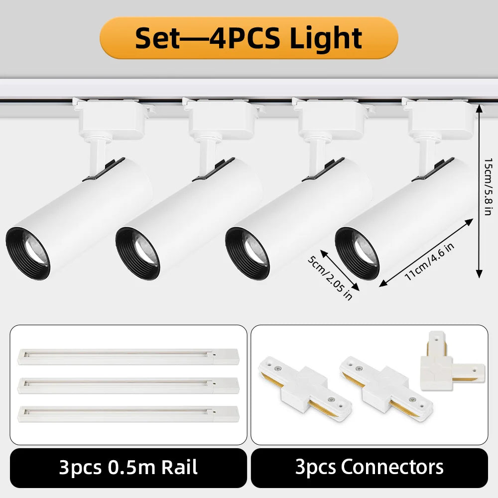 Adjustable Intensity Modern Rail Spot Light for Interior Design