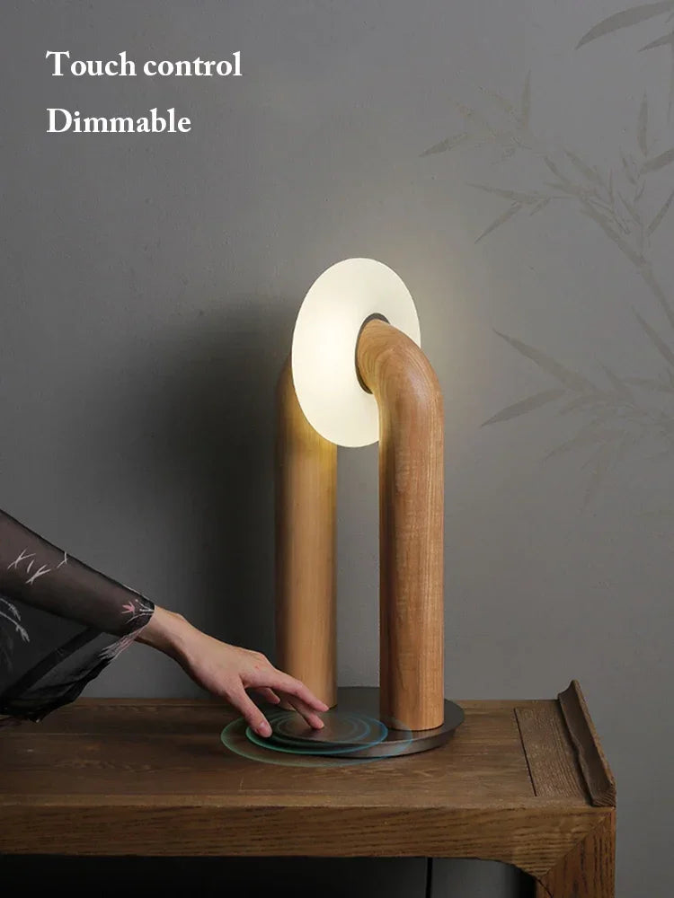 Japanese Retro Wooden Touch Lamp - Artistic & Adjustable Design