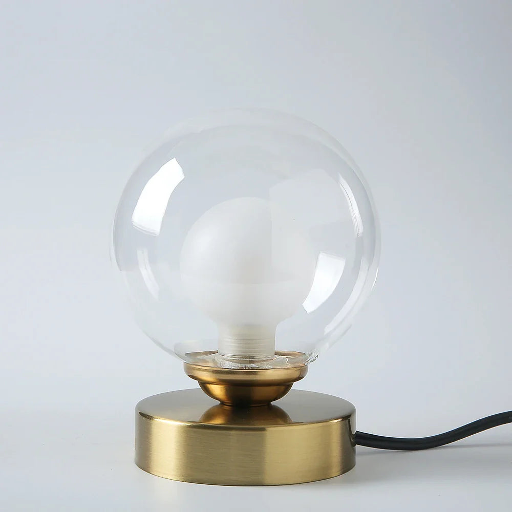 Gold Glass Globe Desk Reading LED Table Lamp