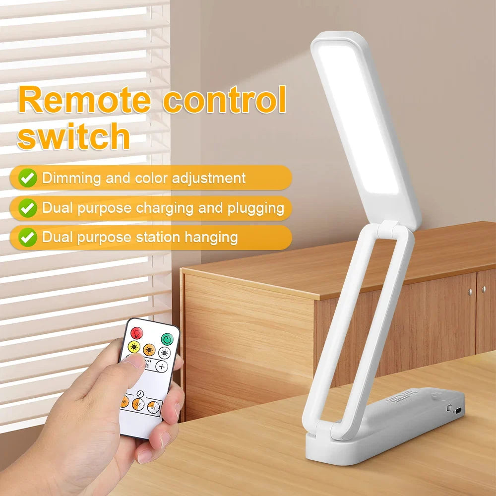 Foldable Touch Desk Lamp with Remote Control and Adjustable Brightness
