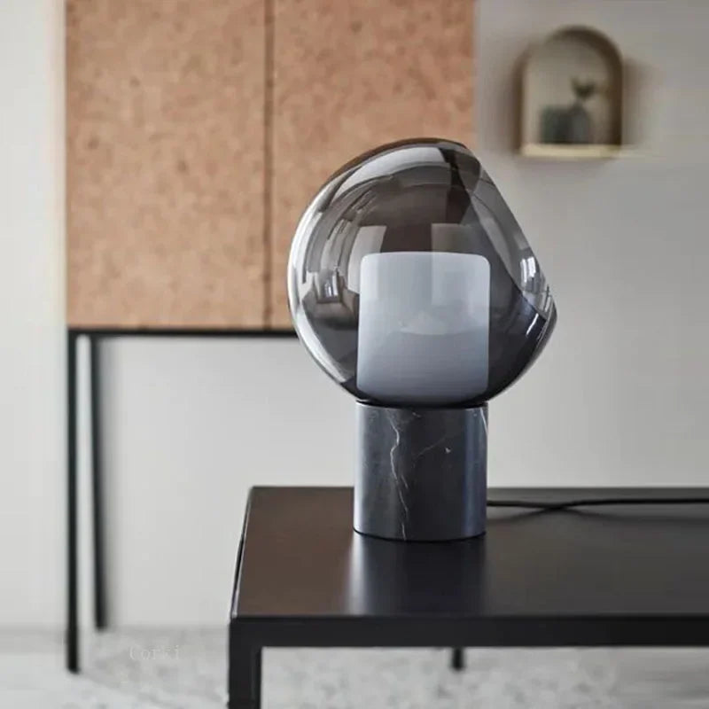 Modern Glass Shade Marble Desk Lamp