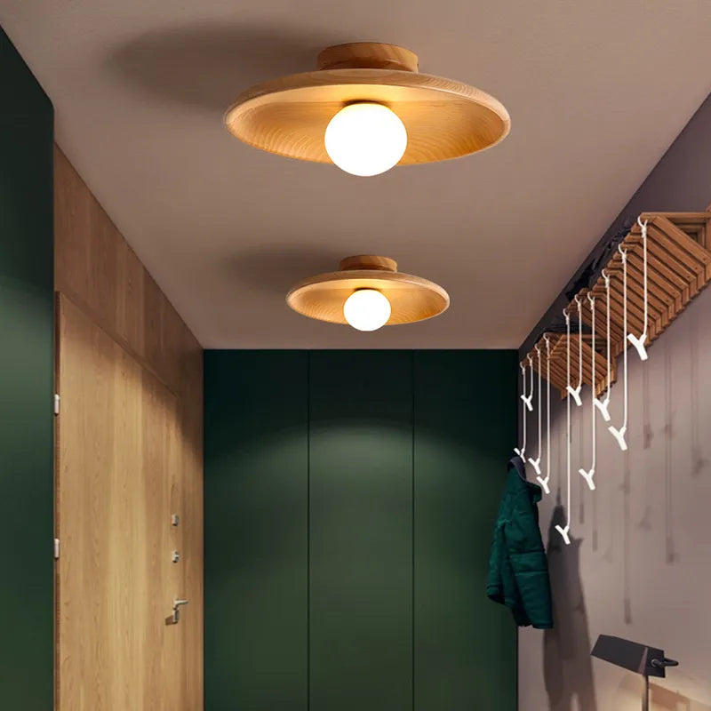 Nordic Wood LED Ceiling Light for Living Room, Bedroom, Dining Room, Hallway, Balcony