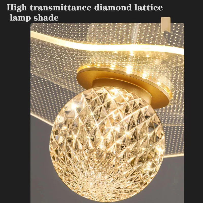 Custom LED Crystal Lotus Leaf Pendant Light