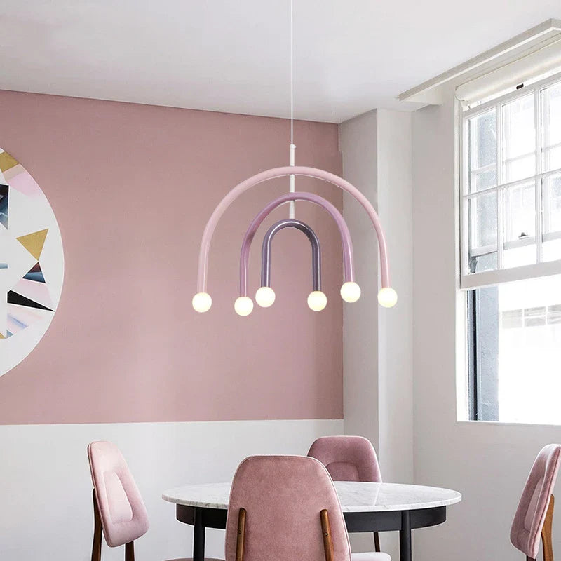 Creative Rainbow LED Metal Pendant Light for Bedroom, Living Room, Restaurant, Café, and Dining Room