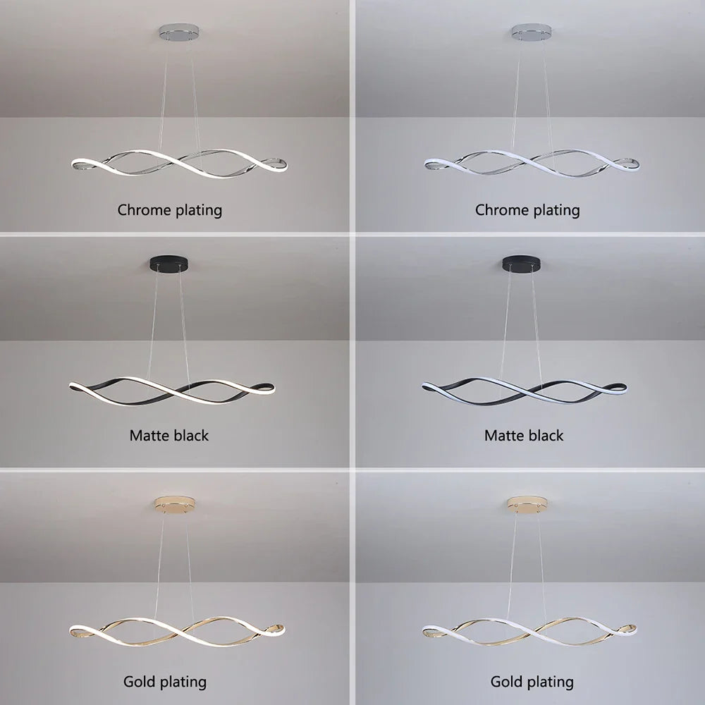 Modern LED Suspension Chandelier for Dining Room & Living Room - 92cm Gold/Chrome/Black with Remote/App Control