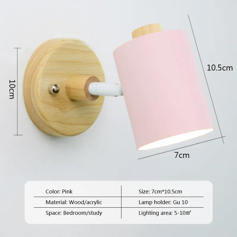 Nordic Wall Sconce Nightstand Lamp with Switch EU/UL Plug Gu10 Modern Bedroom Decor
