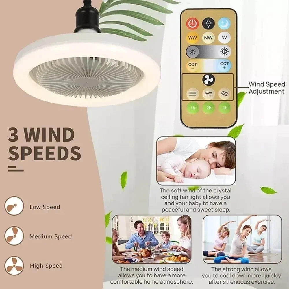 Smart LED Ceiling Light with Fan and Remote Control