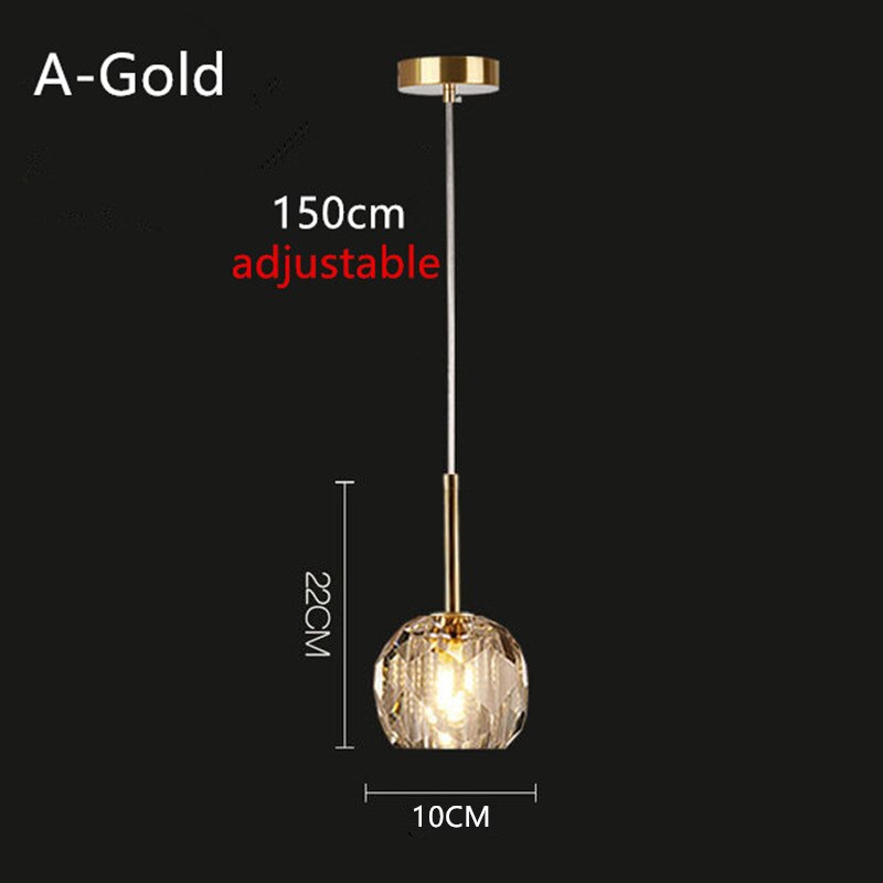 Modern LED Pendant Light with Crystal Shade - Ansley