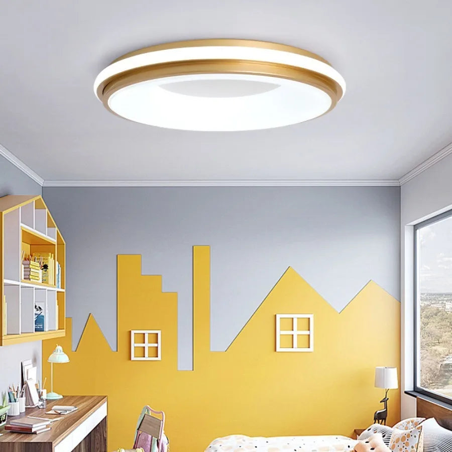 Modern Nordic LED Macaron Circular Ceiling Light for Kids Room & Living Room