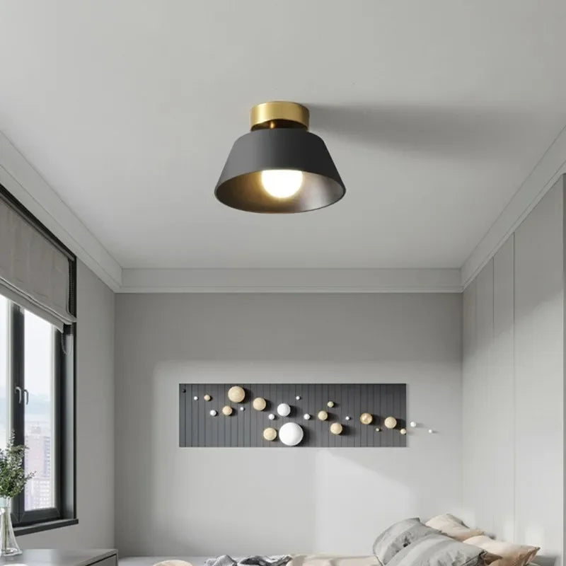 Retro Iron LED Ceiling Light with Round Shade