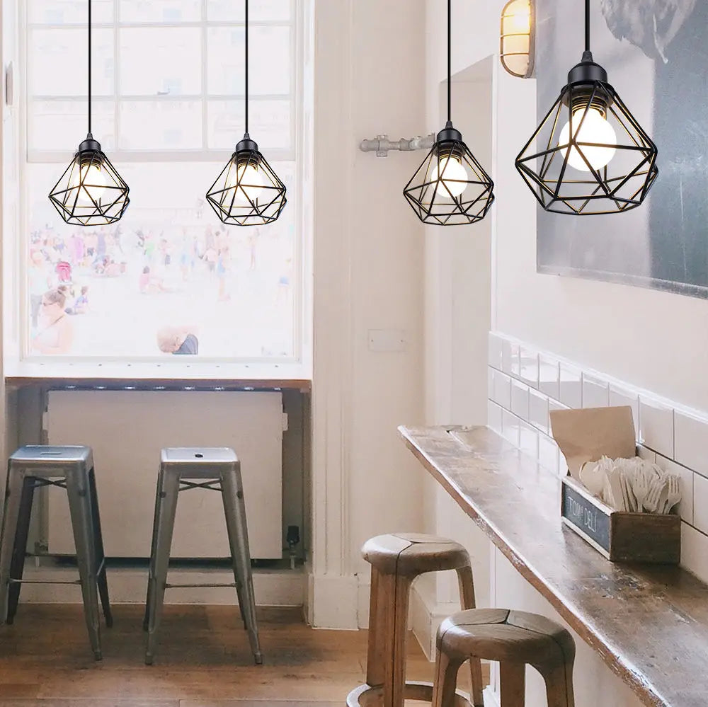 Retro Industrial Metal Cage Pendant Light for Home Decor