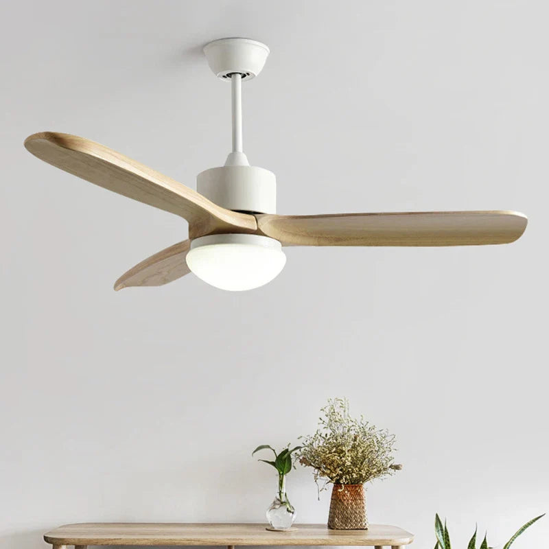Nordic Ceiling Fan with Remote Light in Wood and Metal