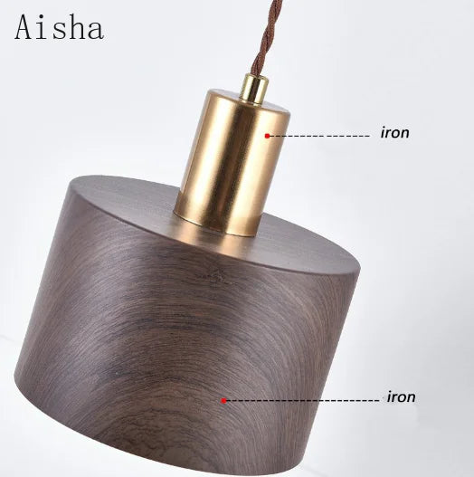 Japanese Wabi-Sabi Nightstand Lamp in Iron and Walnut Wood
